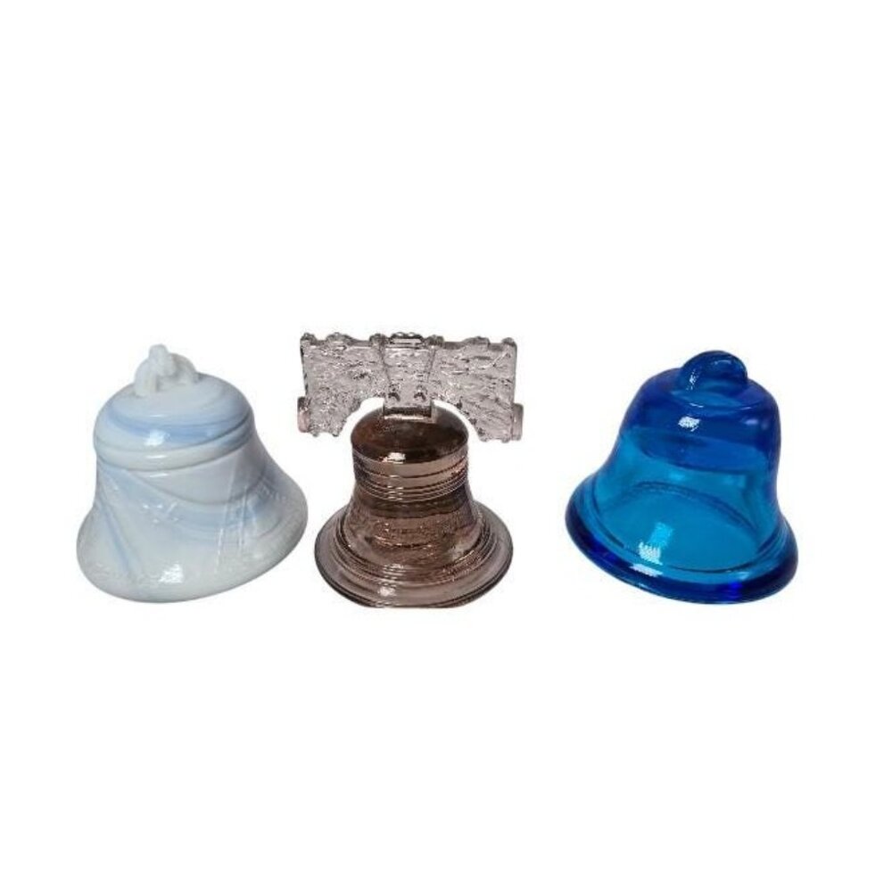 Vintage Glass Bell Paperweight Collection Set Of 3